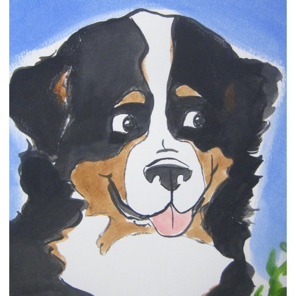Michelle Imbach Art Bernese Mountain Dog Watercolor Painting Paper 12.25 In - Picture 4 of 6